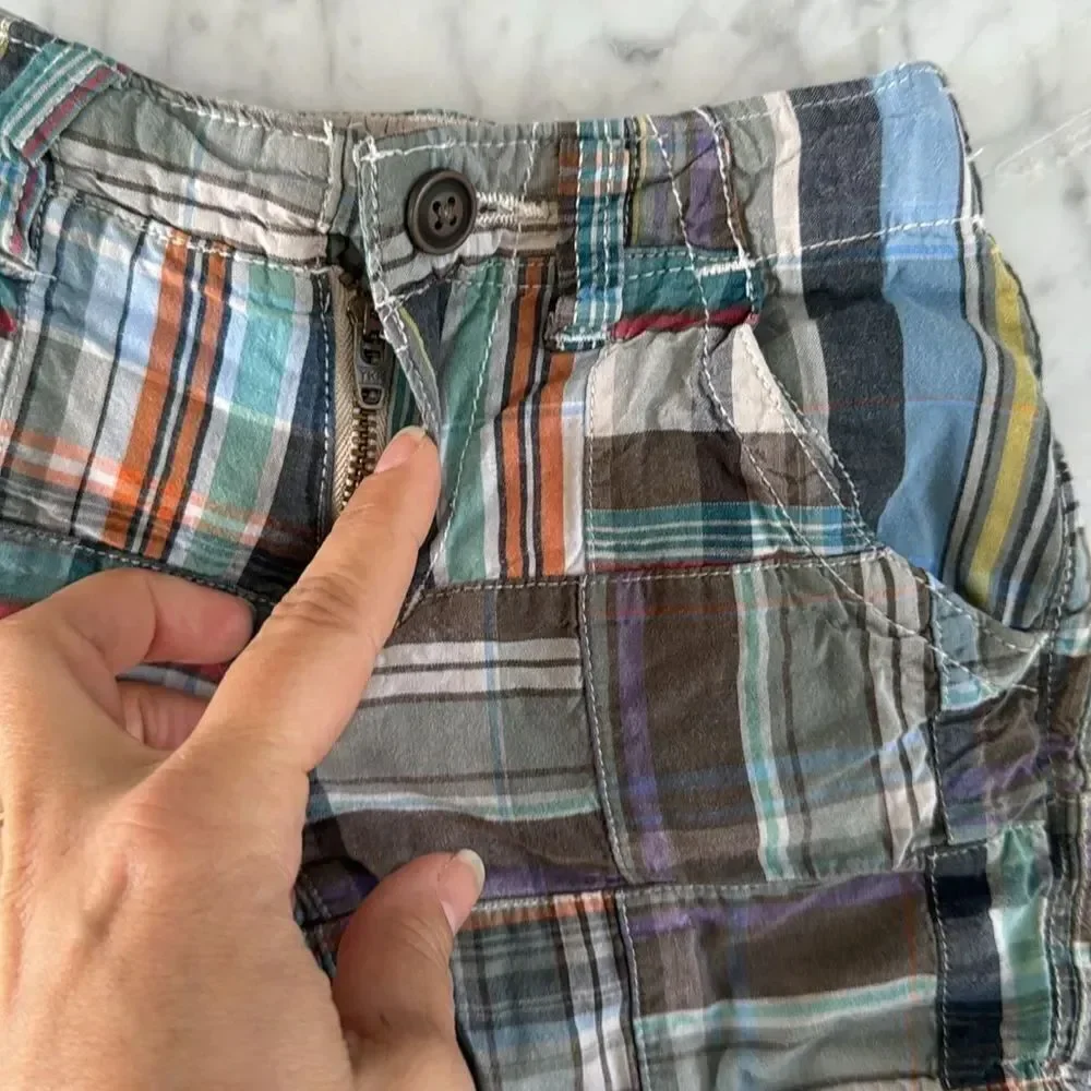 Plaid Patchwork Y2K Preppy Shorts Sz 18 Mo